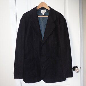 Armani Exchange Vintage 100% Wool Jacket Made in Italy Deep navy Blue Large
